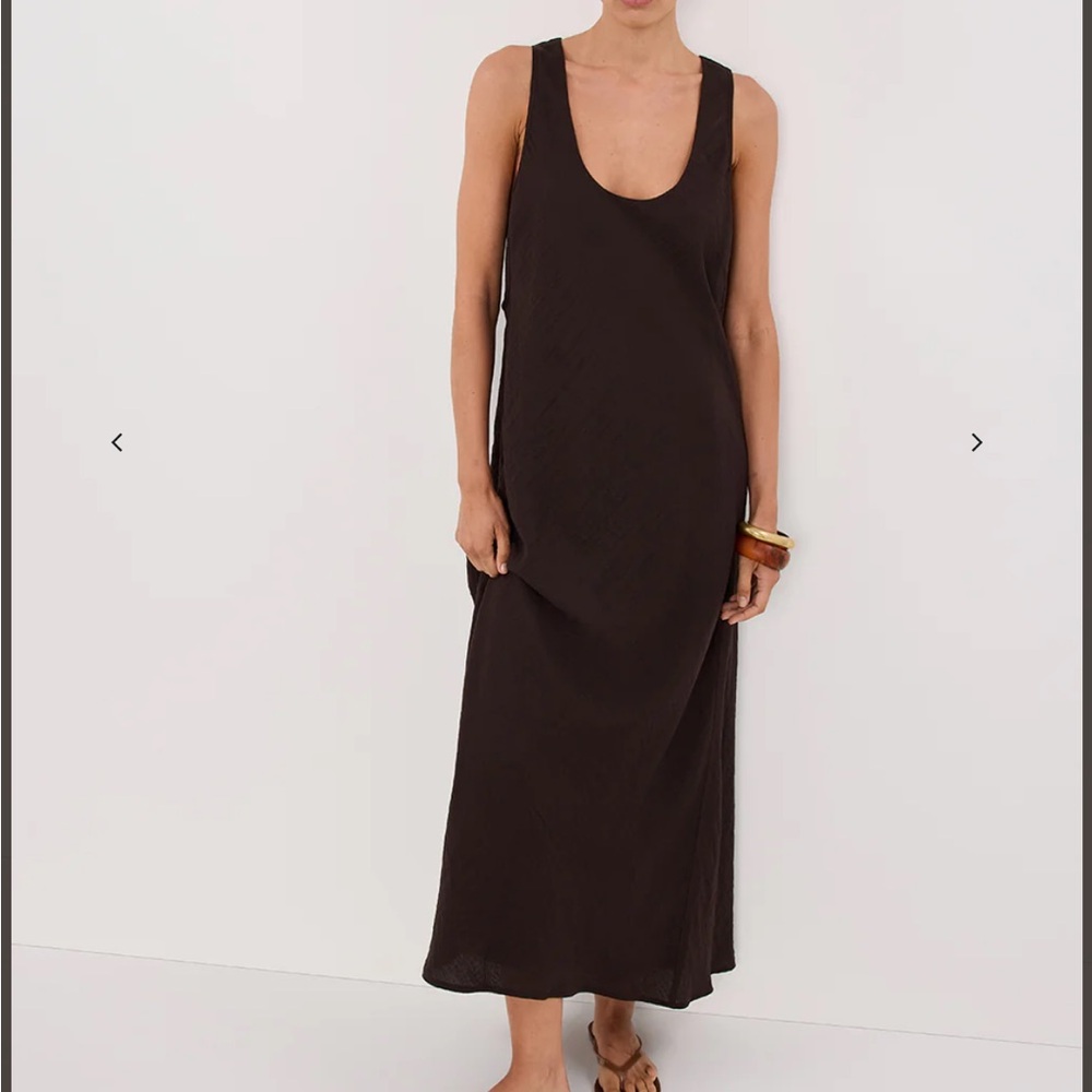 DISSH Shiloh Bitter Choc Scoop Neck Midi Dress NWT